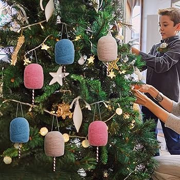 Felted Wool Lollipop Christmas Tree Hanging Ornaments - Handcrafted Felt Wool Lollipop Pink White... | Amazon (US)