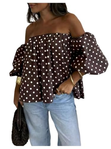 GORGLITTER Women's Polka Dots Off The Shoulder Blouse Cute Going Out Tops | Amazon (US)