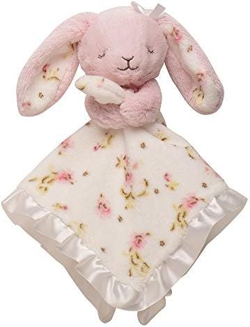 Little Me Plush Rattle Baby Snuggle Blanket with Embroidery and Satin, Bunny | Amazon (US)