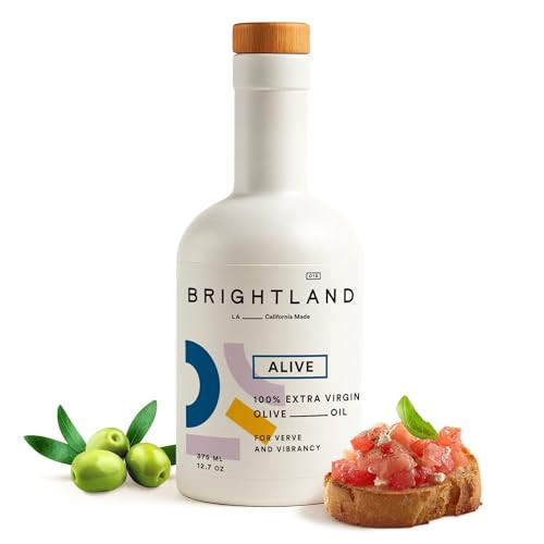 Brightland Extra Virgin Olive Oil, Alive - High Polyphenol Cold-Pressed Oil Ideal for Salads, Hummus, Baked Goods & Bread - Made from Arbosana, Arbequina & Koroneiki Olives - 12.7 Fl Oz | Amazon (US)