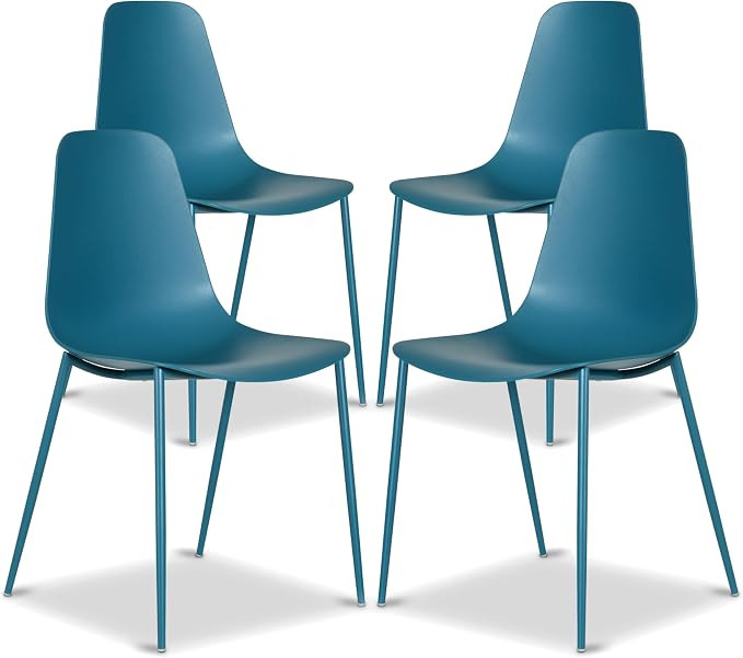 Poly & BARK Isla Modern Kitchen Chairs Set of 4 - Plastic Dining Chair with Metal Legs - Quick As... | Amazon (US)