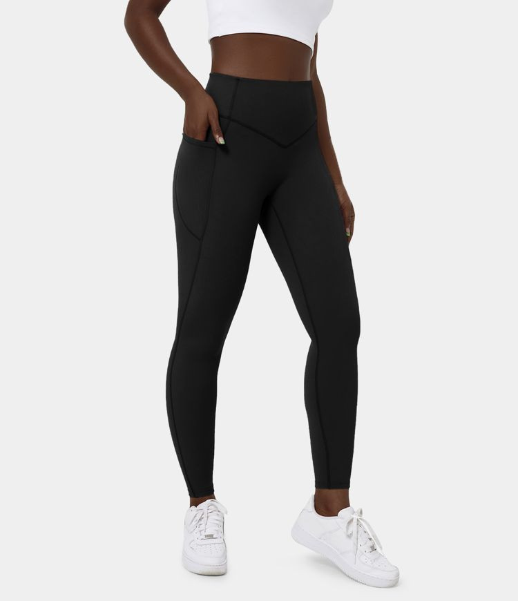 SoCinched High Waisted Tummy Control Side Pocket Shaping Training Leggings | HALARA