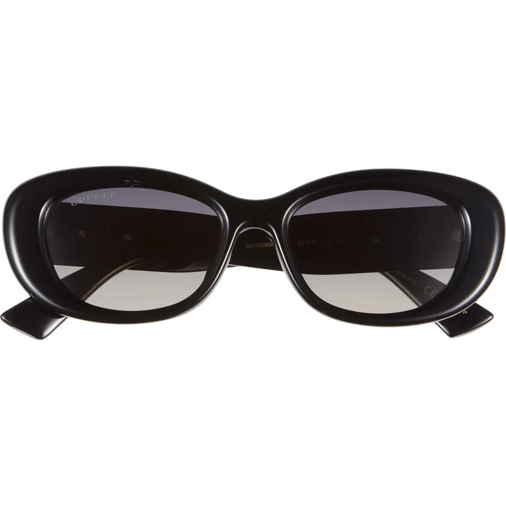 Gucci 53mm Polar Gradient Oval Sunglasses in Black Black Grey at Nordstrom Rack | Nordstrom Rack