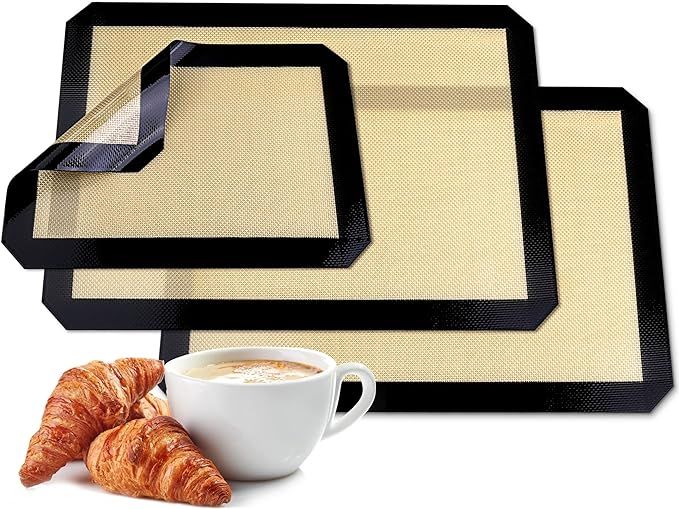 Silicone Baking Mat, HOOMIL Set of 3 Reusable Silicone Baking Sheet, Food Safe, Non-Stick Silicon... | Amazon (US)
