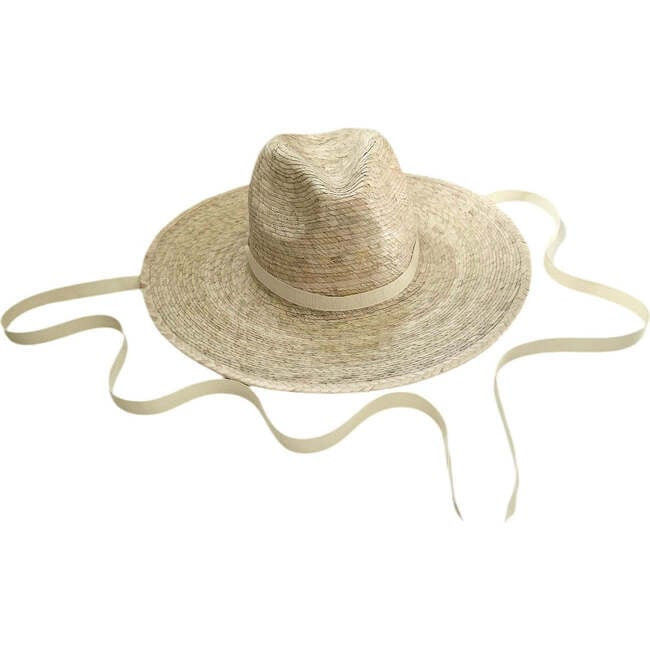 Sarah Bray Bermuda | Women's Zinnia Classic Short Brim Long & Thin Grosgrain Ribbon Sun Hat, Ivory (White, Size Large/X-Large) | Maisonette | Maisonette