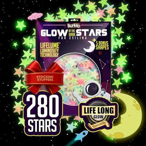 BUNMO 280 Piece Glow in The Dark Stars - Stocking Stuffers for Kids - Glow Stars for Ceiling – ... | Amazon (US)