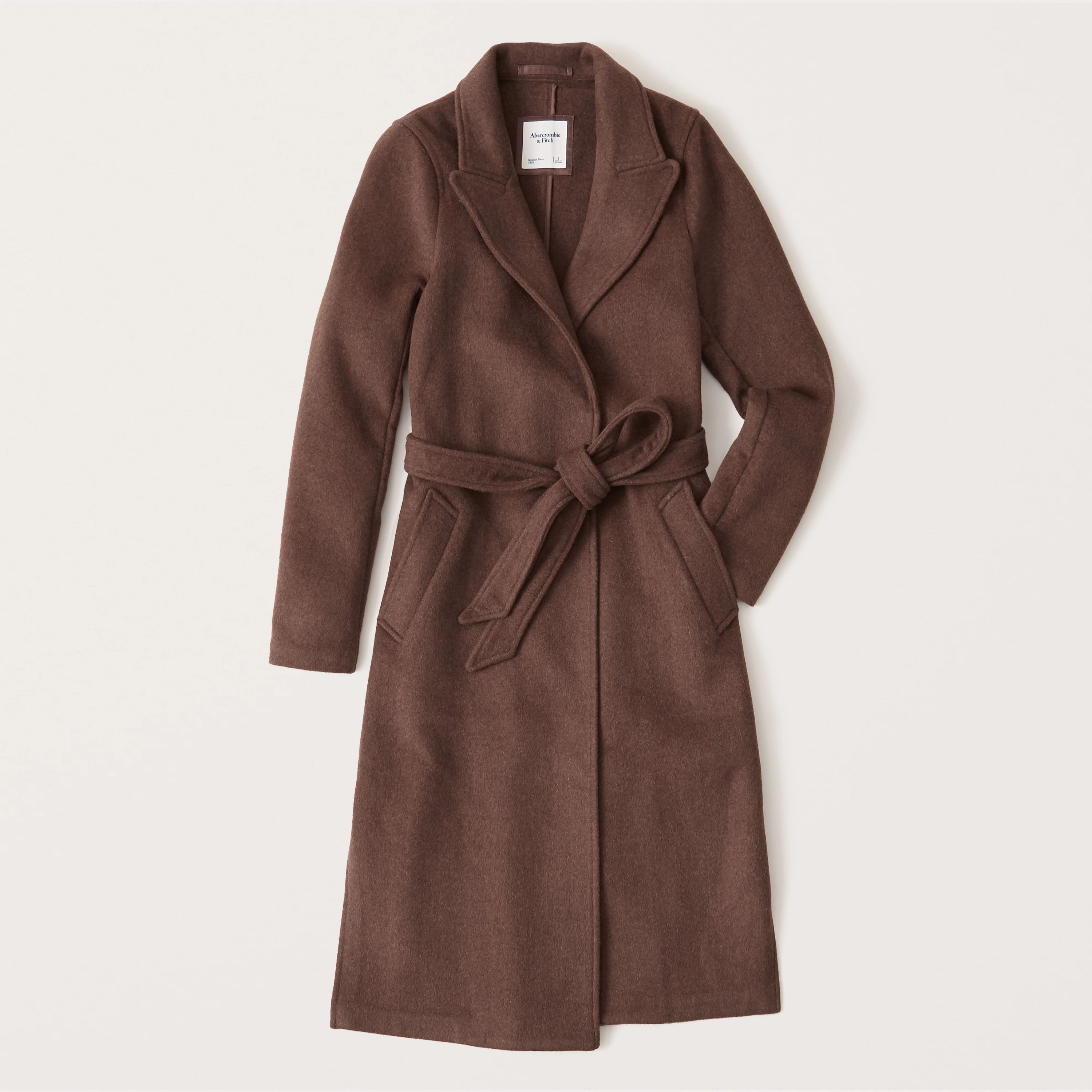 Wool-Blend Belted Dad Coat | Abercrombie & Fitch (US)