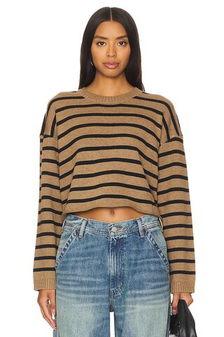 Denimist Cropped Sweater in Light Heather Brown & Black from Revolve.com | Revolve Clothing (Global)