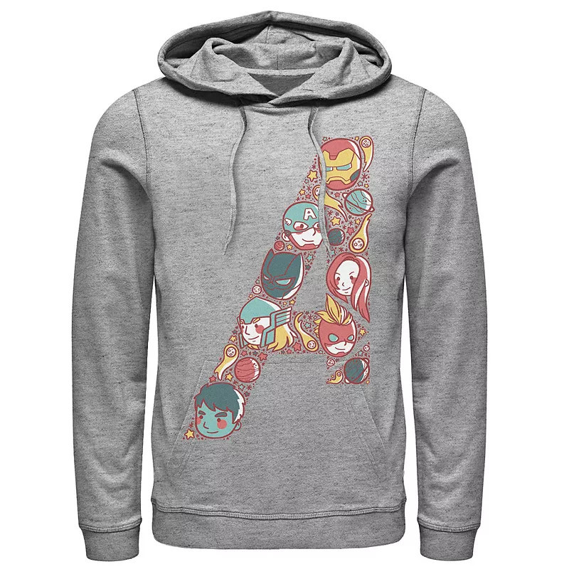 Men's Marvel Avengers Cute Anime Fill Logo Hoodie, Size: XXL, Athletic Grey | Kohl's