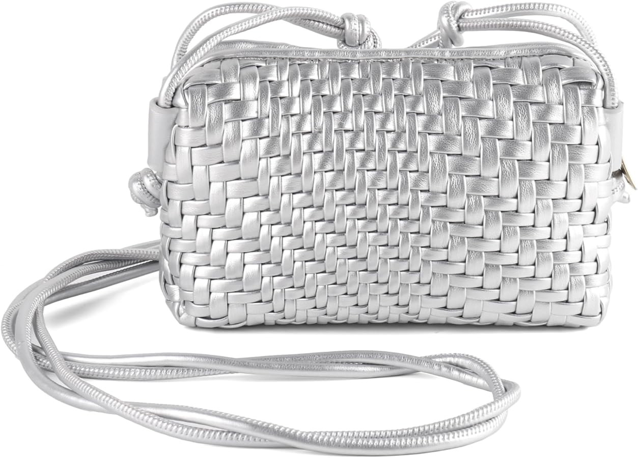 Woven Crossbody Bag for Women,Small Handbag Cute Purse Vegan Leather Handmade Shoulderbag,Lightwe... | Amazon (US)