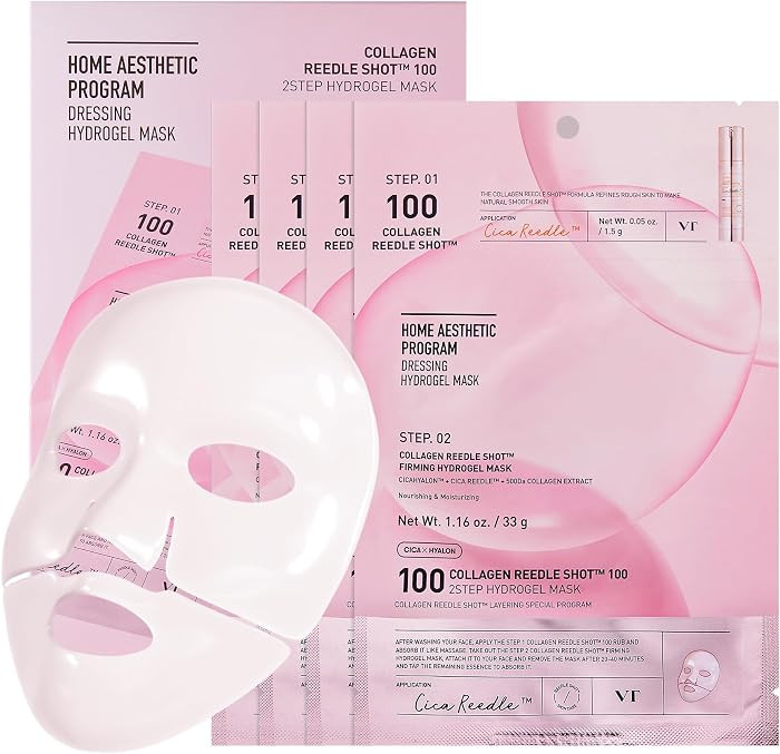 VT COSMETICS Collagen Reedle Shot 100 2-Step Hydrogel Mask (34.5g x 4ea), Firming & Elasticity Ca... | Amazon (US)