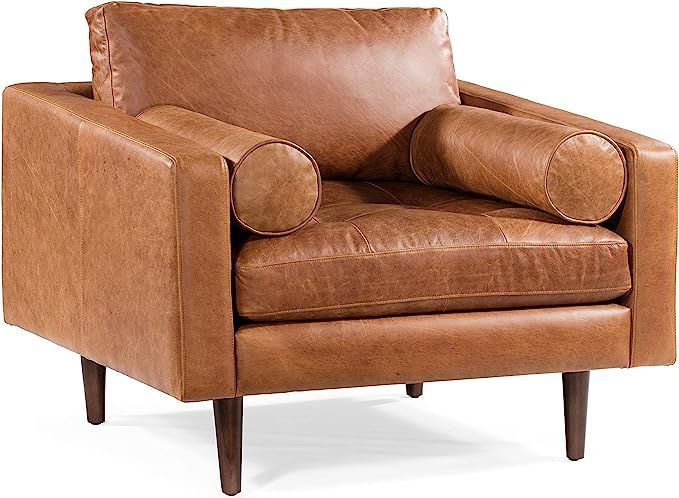 POLY & BARK Napa Lounge Chair in Full-Grain Pure-Aniline Italian Tanned Leather in Cognac Tan | Amazon (US)