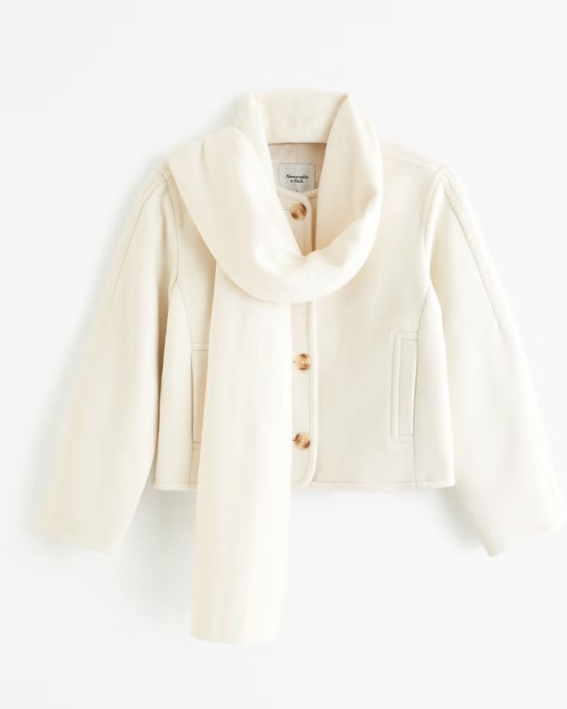 Removable Scarf Double-Cloth Wool-Blend Jacket | Abercrombie & Fitch (UK)