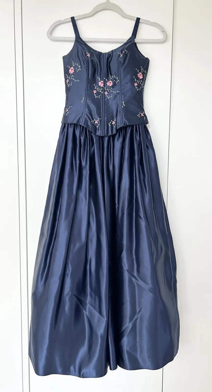 Vintage Sz 3/4 Jessica McClintock Ball Gown Satin Dress Embroidered Corset Top  | eBay | eBay US