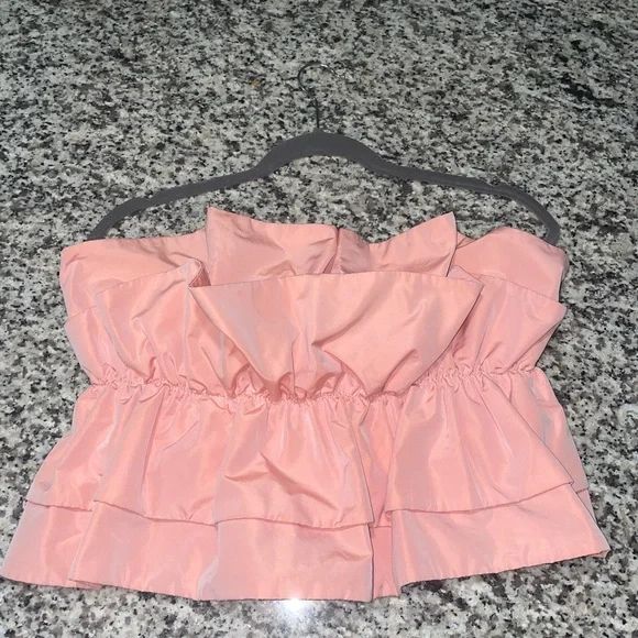 Zara strapless pink ruffle top. Size M. Originally $50! | Poshmark