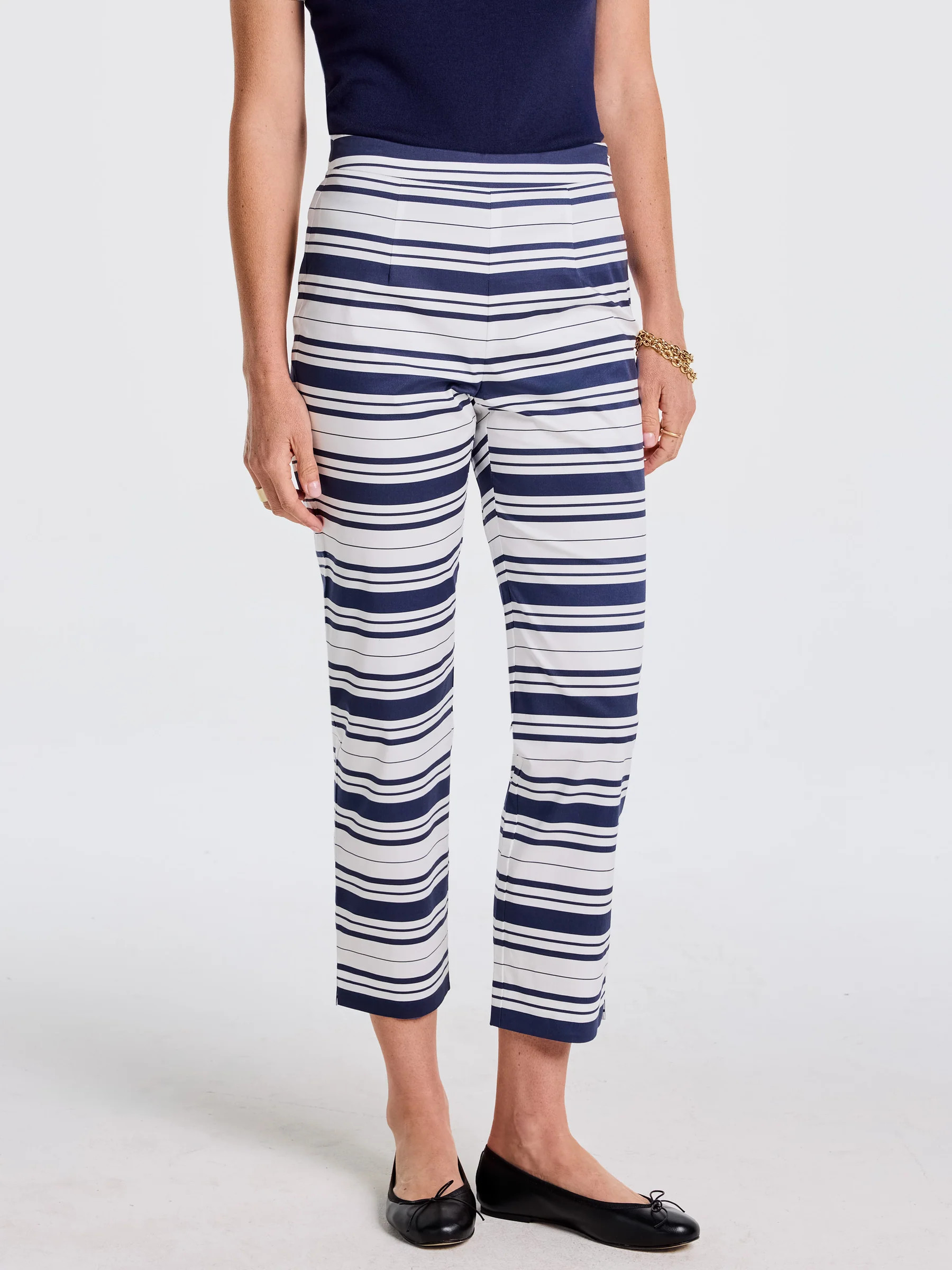 White/Navy Mariner Stripe Betina Pants | Women's Pants | J.McLaughlin | J.McLaughlin