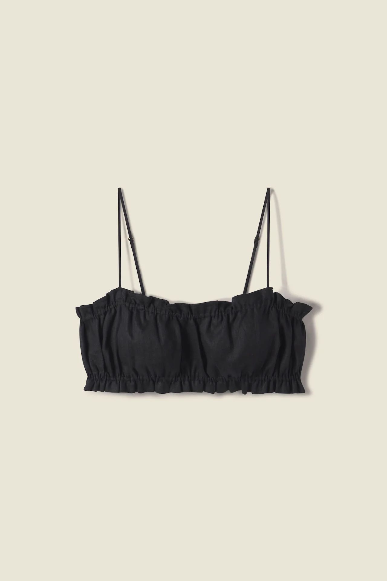 Brigette Bandeau Top Black Linen | TROVATA