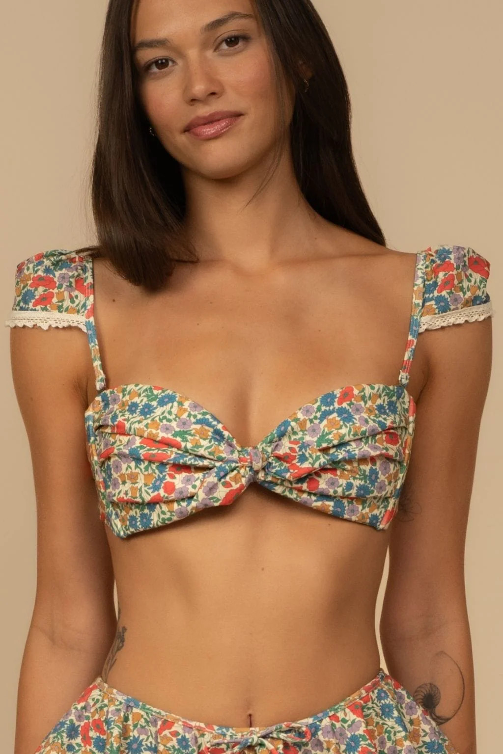 Florencia Floral Cabana Bikini Top w/Trim | Montce