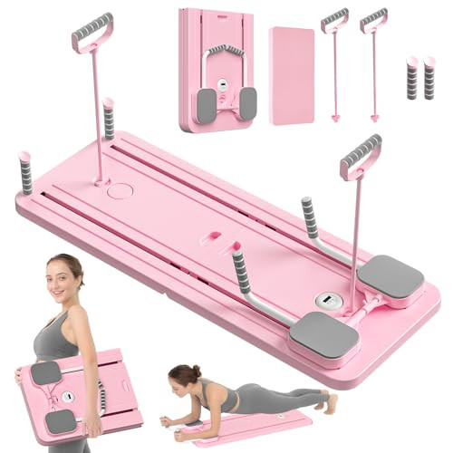 JANUA Pilates Board Reformer Set, 5 in 1 Multi-Purpose Foldable Pilates Sliding Board for Home, Pink | Amazon (US)