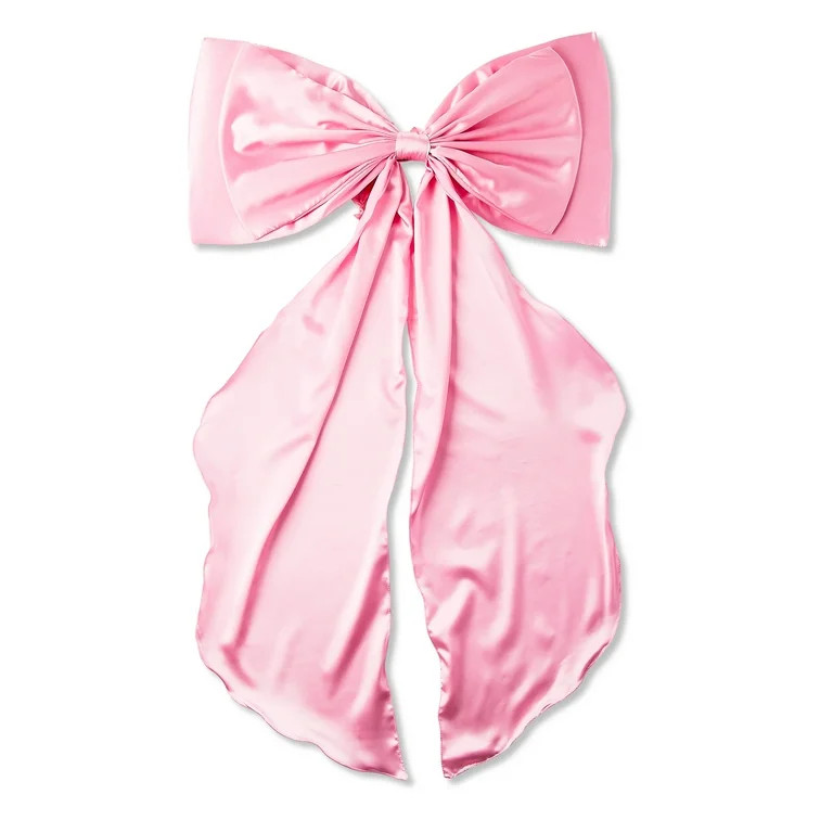 Fabric Satin Bow Christmas Tree Topper, Pink, 34.5", by Holiday Time | Walmart (US)