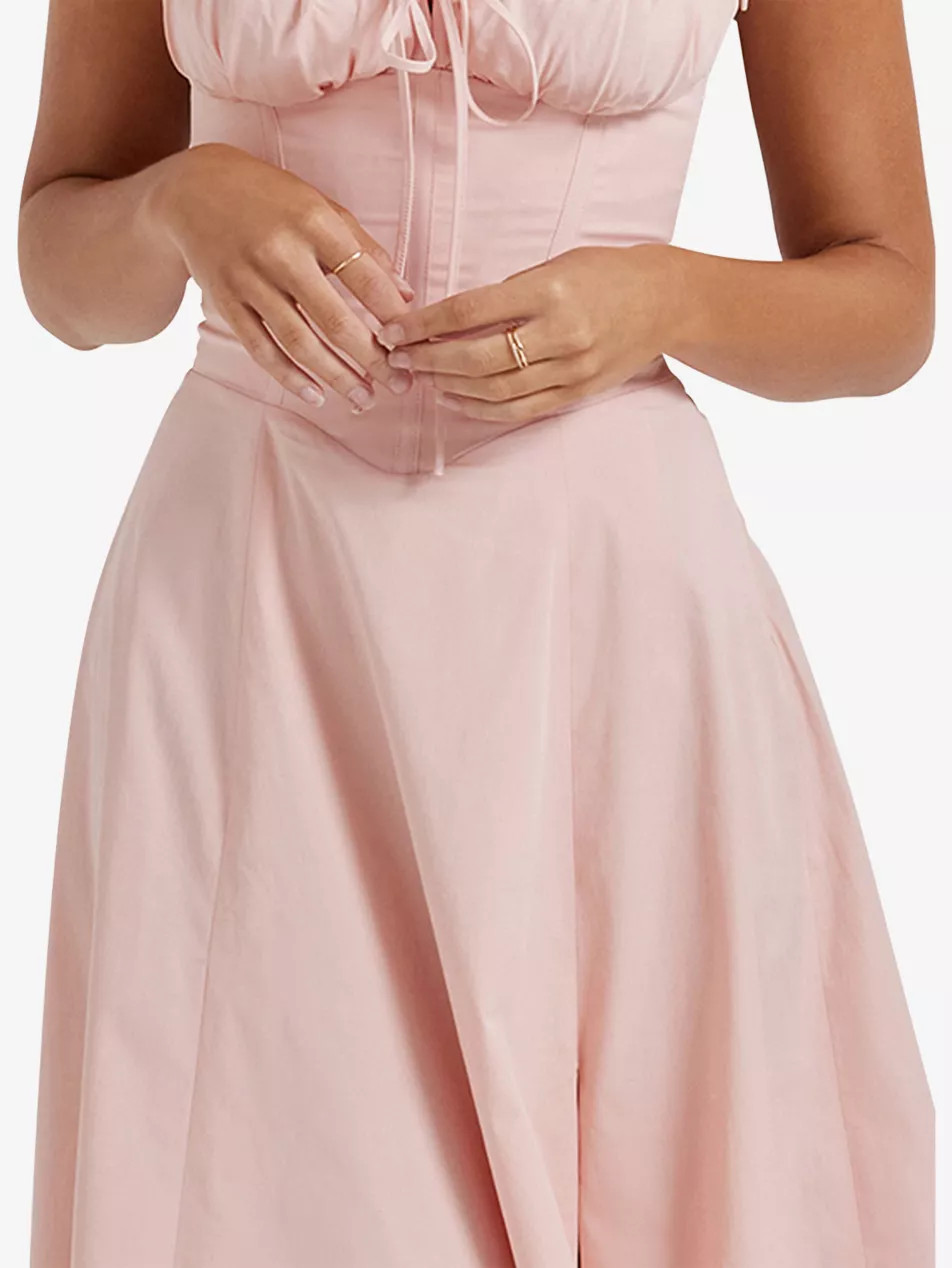 Carmen gathered-cup stretch cotton-blend midi dress | Selfridges