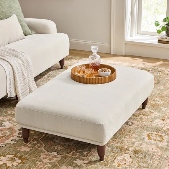 Better Homes & Gardens Ambrose Cocktail Ottoman, Ivory Velvet | Walmart (US)