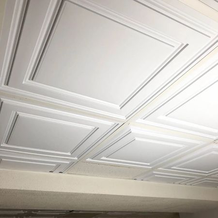 Drop ceiling makeover for our basement with vinyl ceiling covers. Easy basement decor. 

#LTKhome