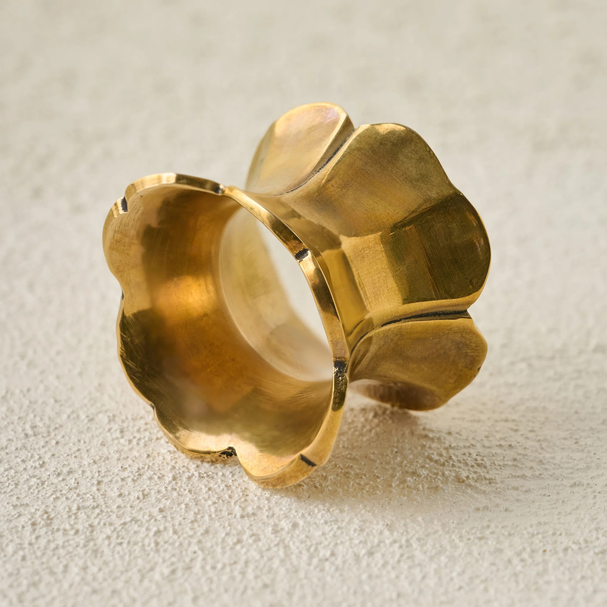 Antique Brass Ruffle Napkin Ring Set of Four | Magnolia