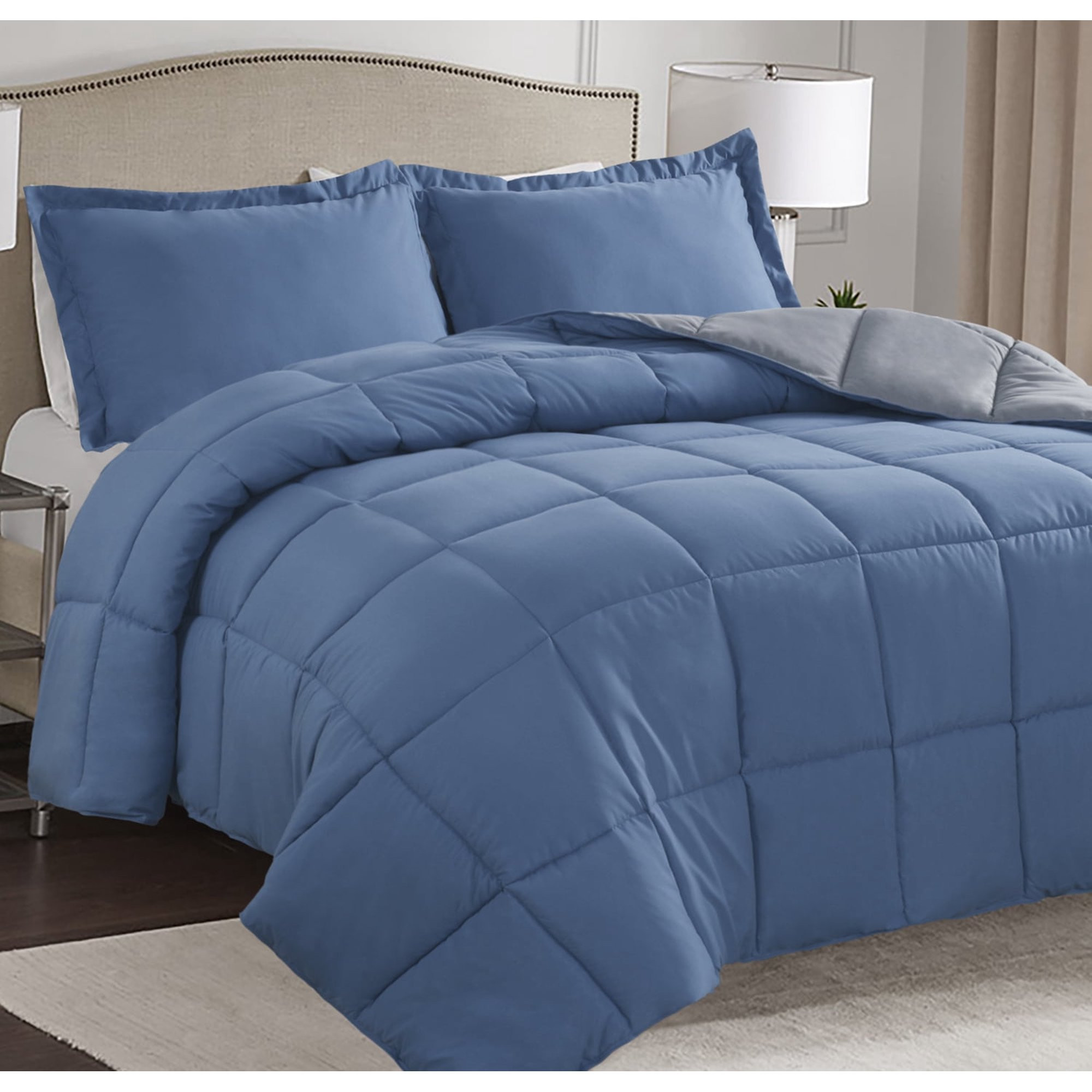 HIG Light Weight Down Alternative Comforter Set, Queen, Dust Blue, Reversible - Walmart.com | Walmart (US)