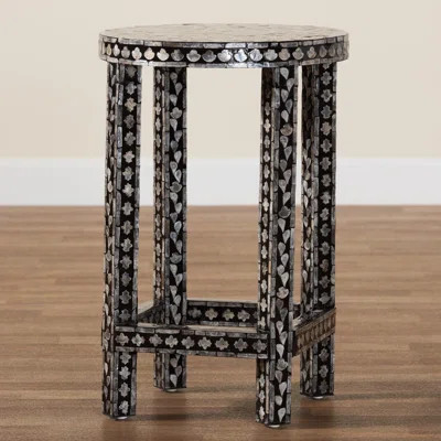 Grasmere Bali & Pari Elara Coastal Black And White Mother Of Pearl Capiz Shell End Table | Wayfair North America