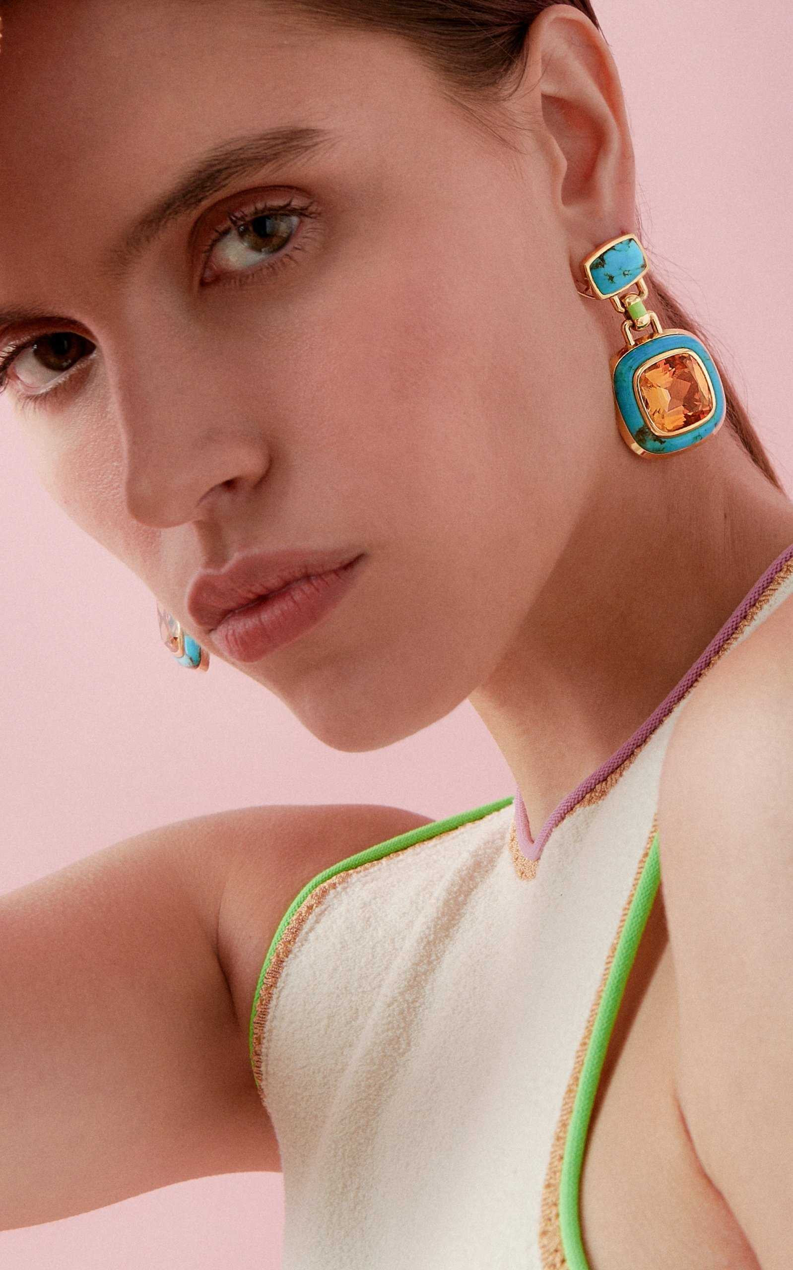 Hanae 18K Yellow Gold Citrine, Turquoise Earrings | Moda Operandi (Global)
