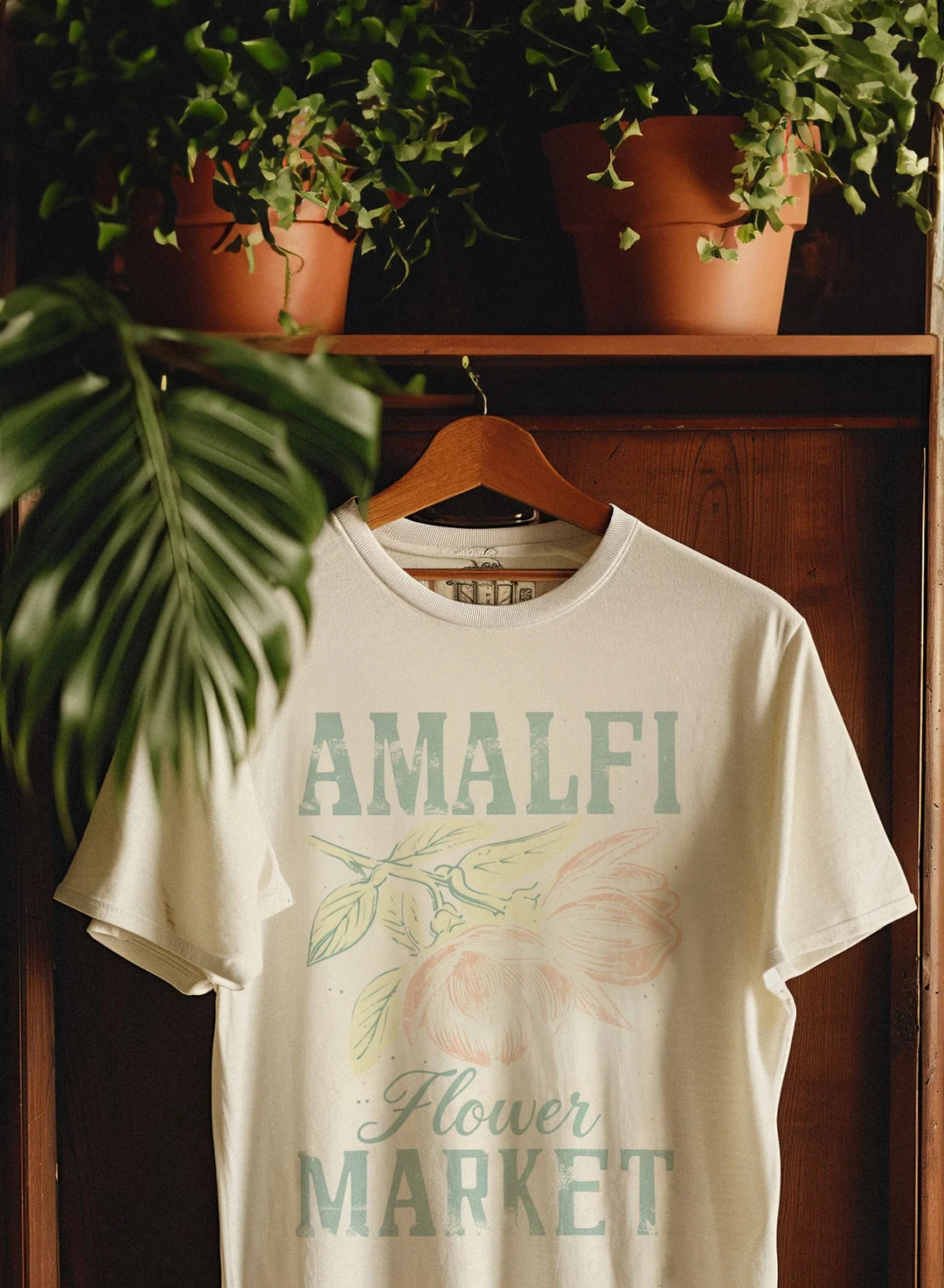 Amalfi Coast Flower Market Graphic Tee, Italian Vintage Chic, Italy Travel Souvenir Shirt, Old Mo... | Etsy (US)