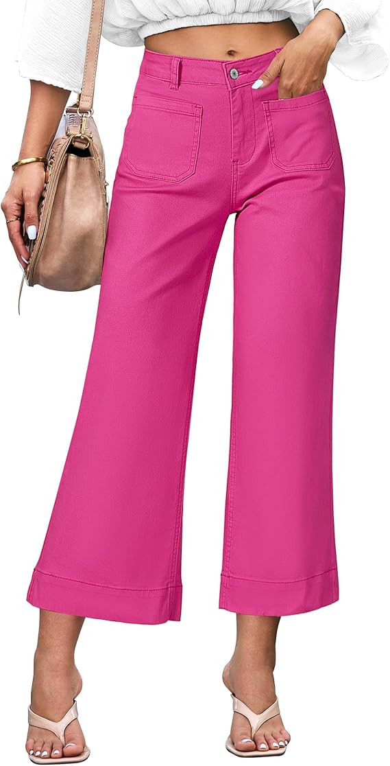 luvamia Wide Leg Jeans for Women Trendy High Waisted Flare Jeans Cropped Denim Pants Stretchy Bag... | Amazon (US)