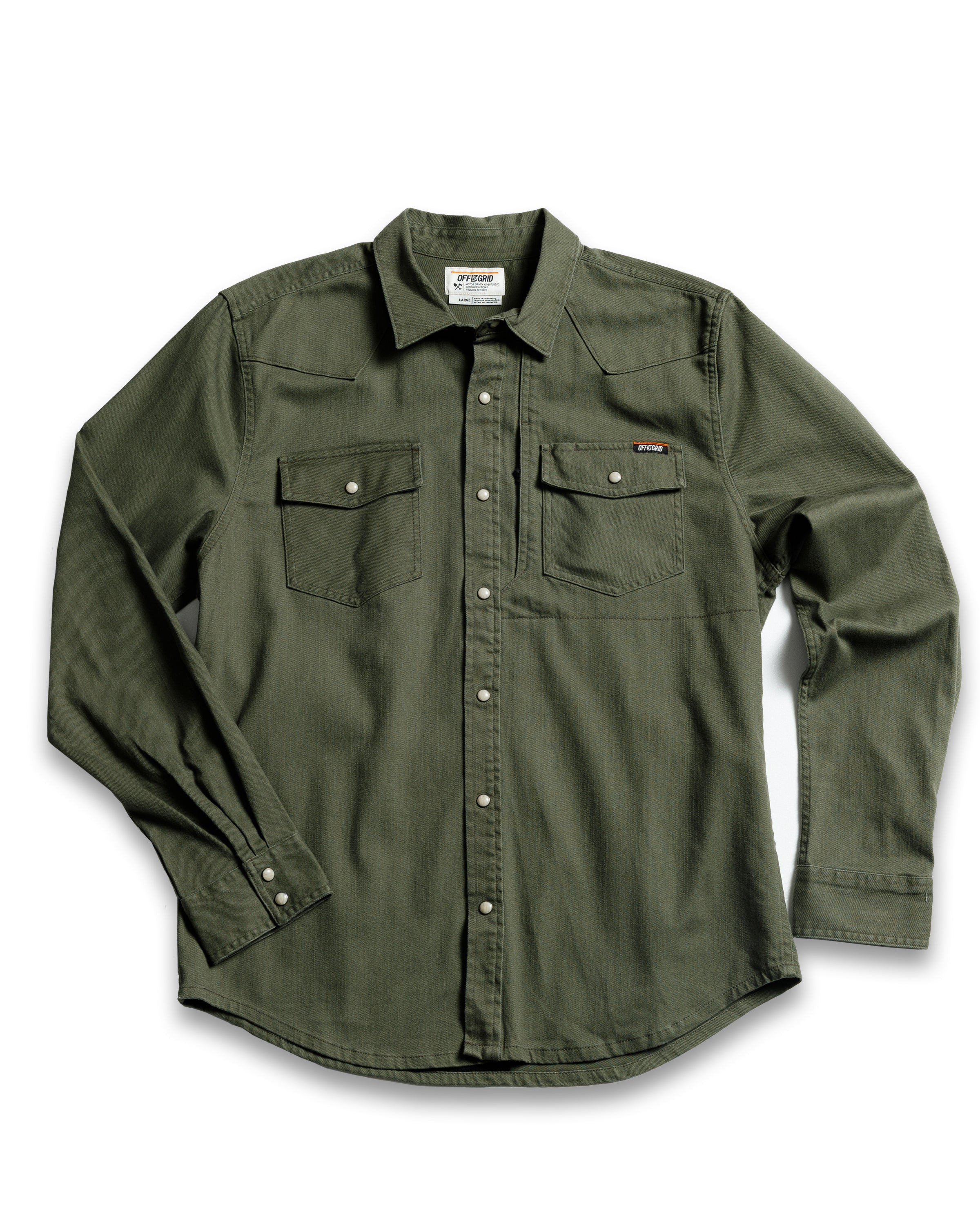 Earl Denim Shirt - Dusty Olive | Off The Grid Surplus
