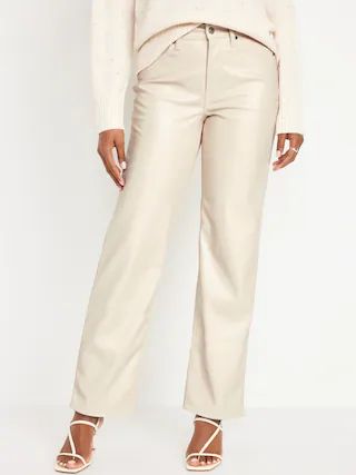 High-Waisted OG Loose Faux-Leather Pants for Women | Old Navy (US)