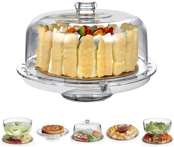 HBlife Acrylic Cake Stand Multifunctional Serving Platter and Cake Plate With Dome (6 Uses) | Amazon (US)