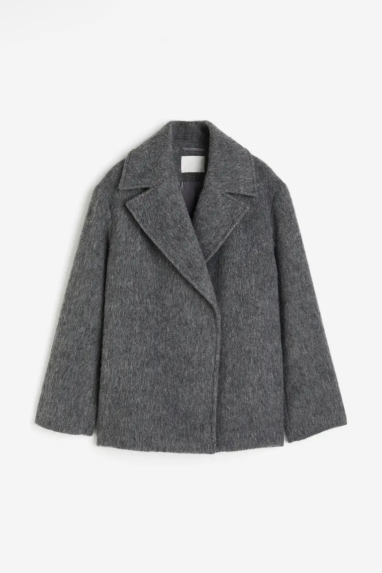 Wool-blend double-breasted jacket - Dark grey - Ladies | H&M GB | H&M (UK, MY, IN, SG, PH, TW, HK)