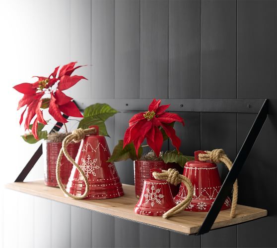 Faux Potted Poinsettias - Red | Pottery Barn (US)