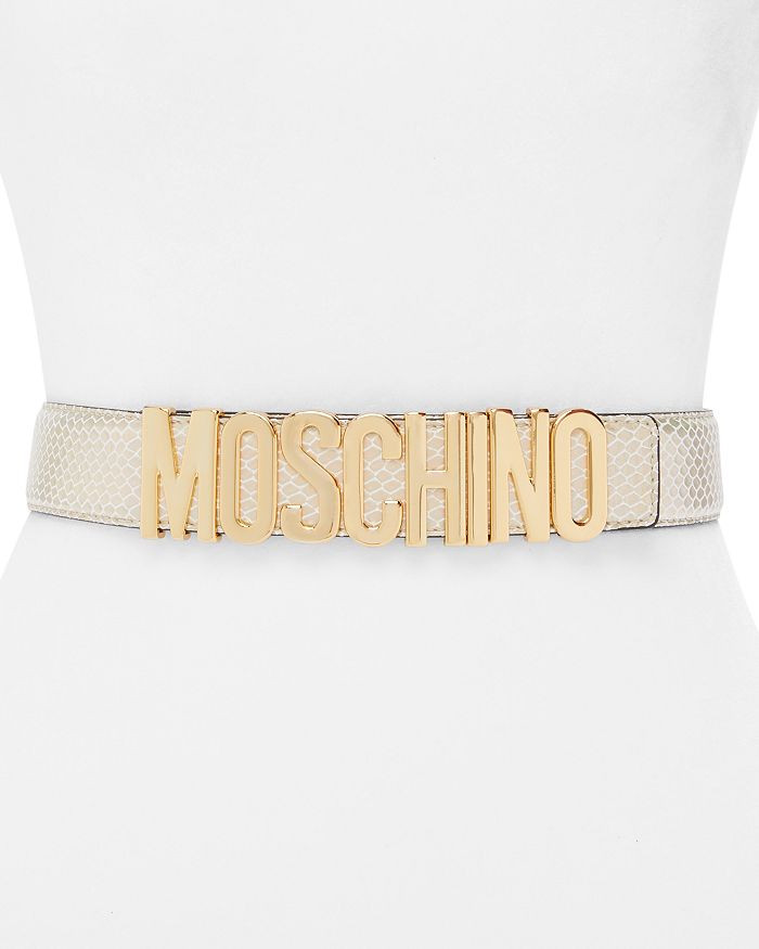 Women's Logo Buckle Snake Embossed Leather Belt | Bloomingdale's (US)