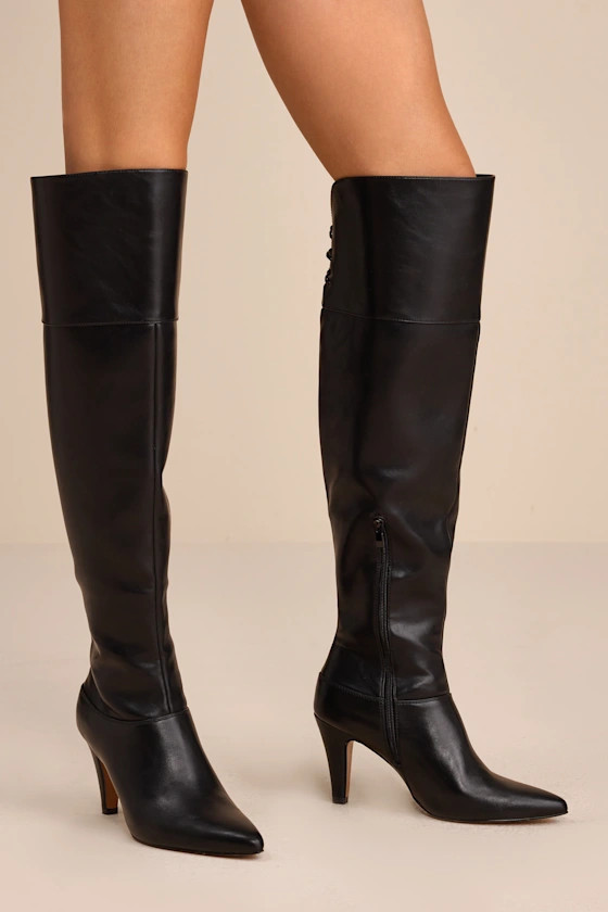 Milee Black Pointed-Toe Over-the-Knee Boots | Lulus