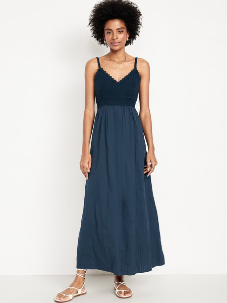 Fit & Flare Crochet-Bodice Maxi Dress | Old Navy (US)