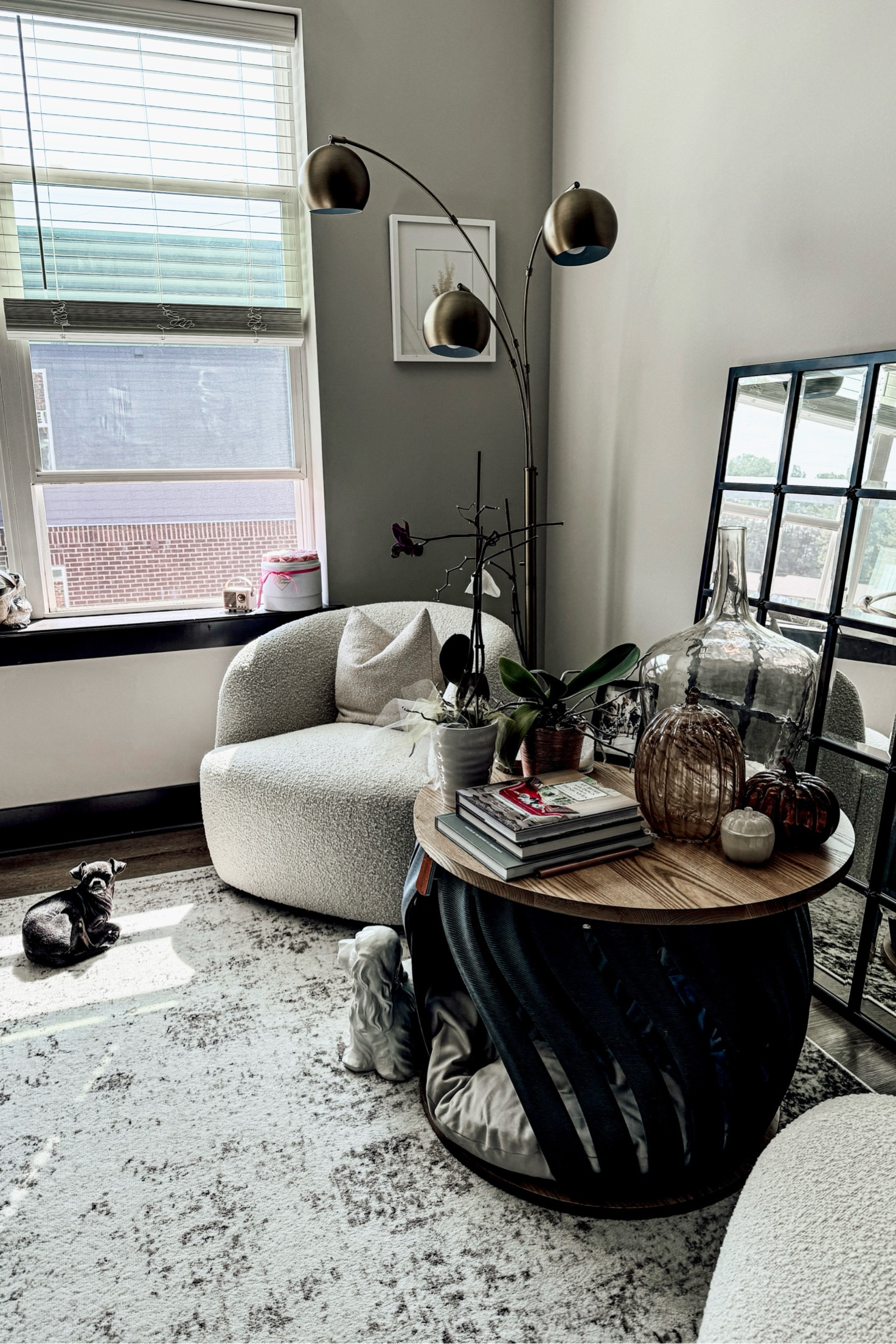 Bouclé Swivel Chairs from Goop. Visit lindseyandcoco.com for details on The Ripple Pet Home pictured here. Home office style tips.  Glass pumpkin decor ideas. 

#LTKSeasonal #LTKHome #LTKStyleTip