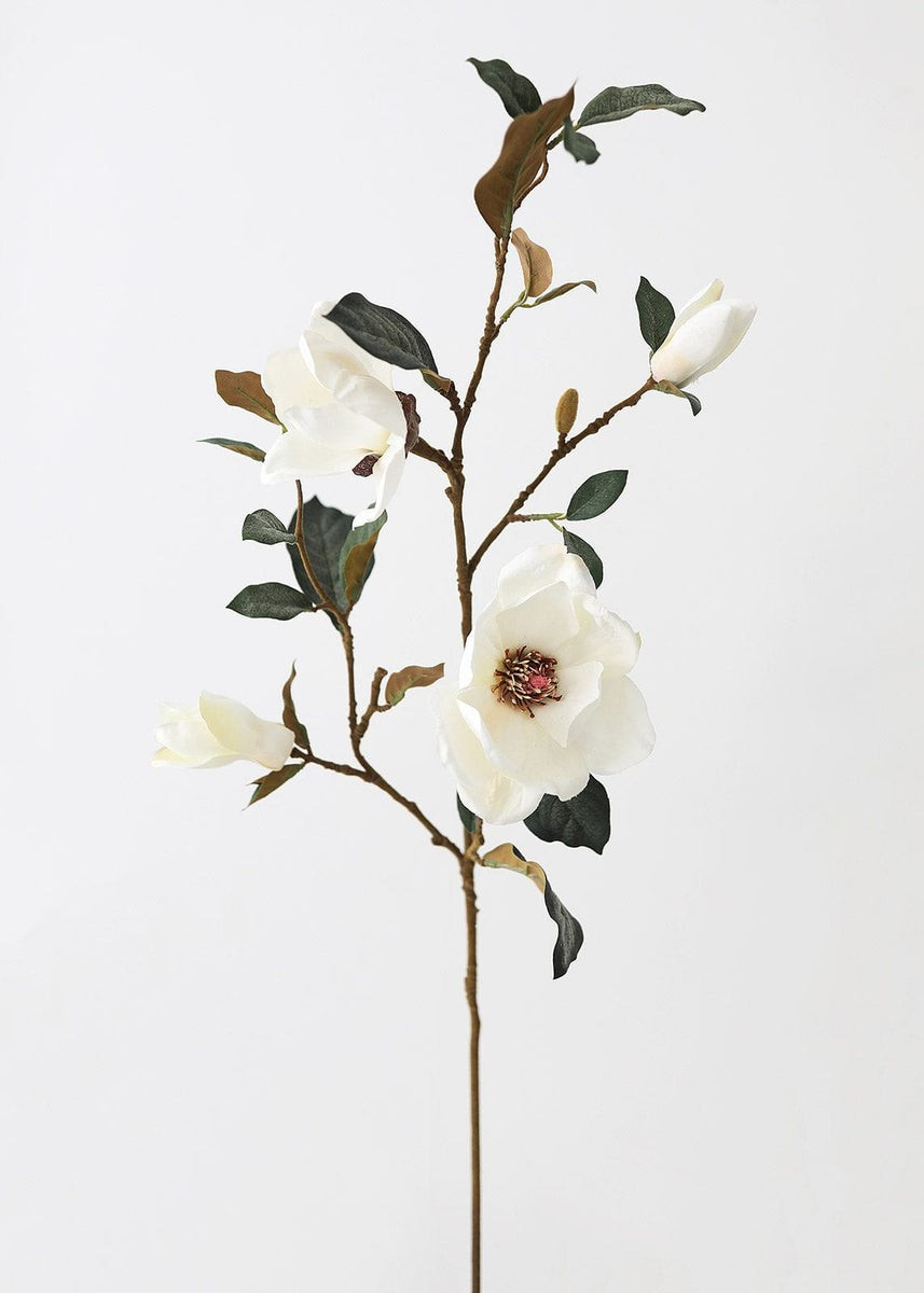 Cream Magnolia Fake Flower Branch - 35 | Afloral (US)