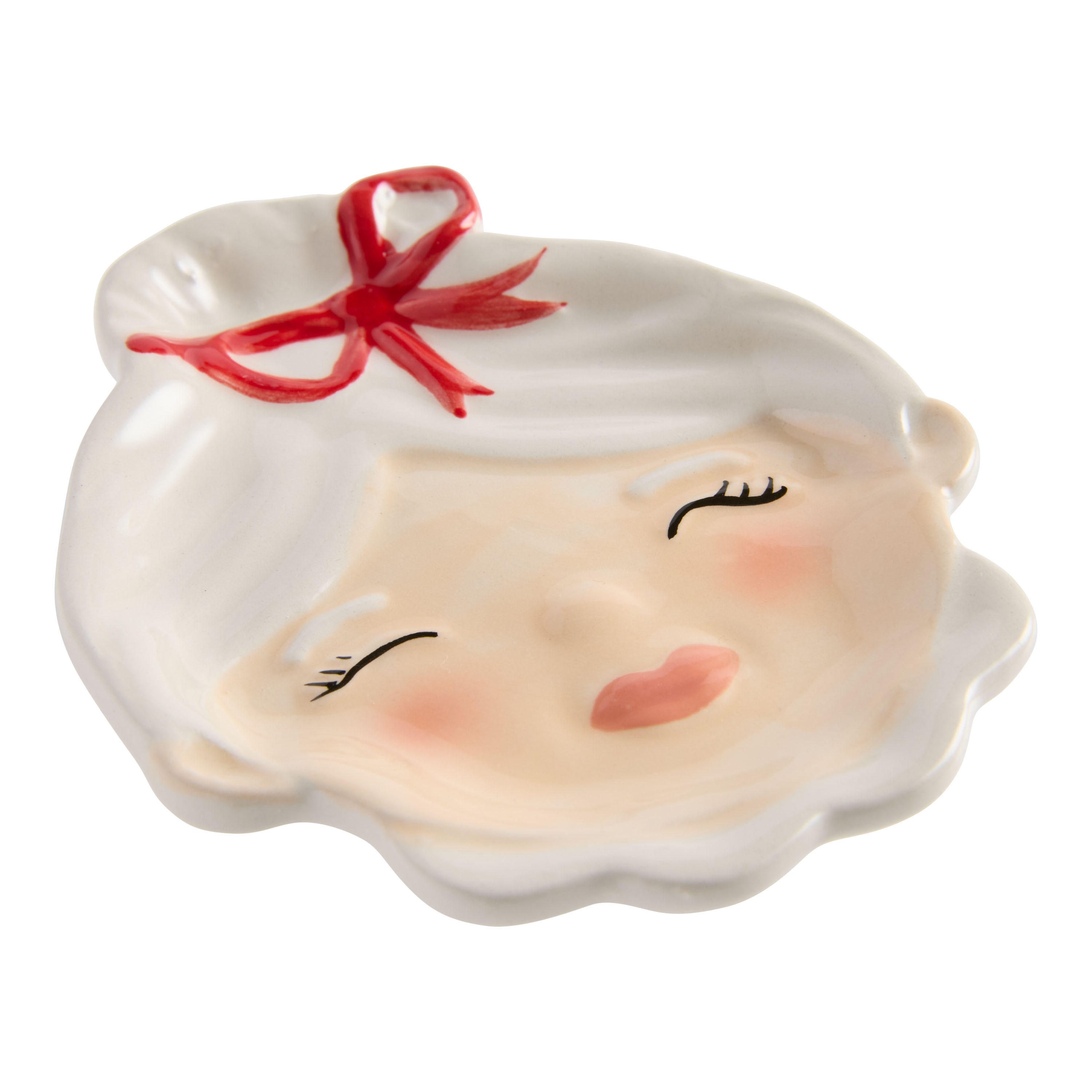Ceramic Mrs. Claus Kissing Embossed Hand Painted Tea Rest | World Market