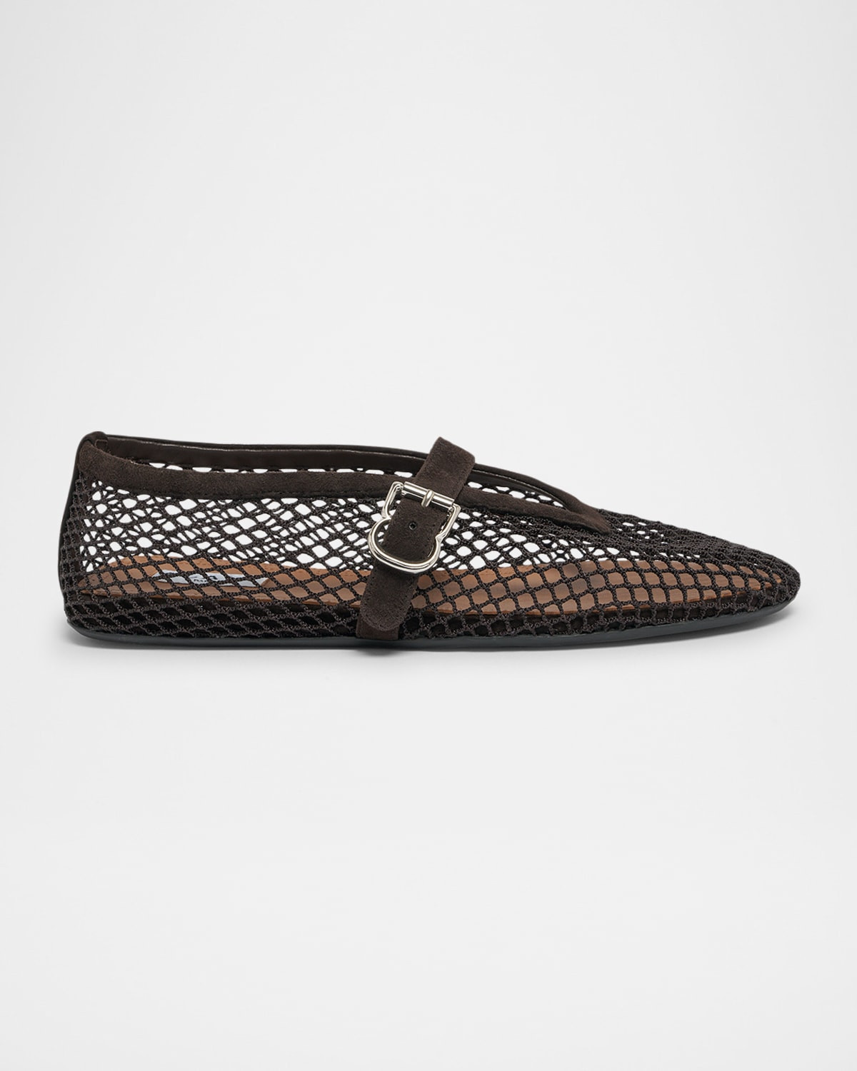Mesh Mary Jane Suede Ballerina Flats | Neiman Marcus