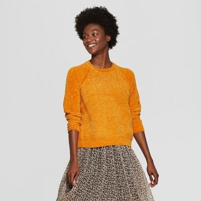 Women's Chenille Pullover - A New Day™ Copper Yellow XS | Target