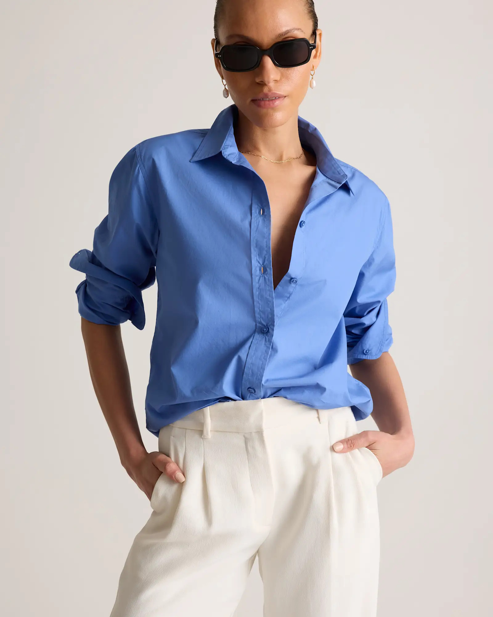 100% Organic Cotton Poplin Long Sleeve Shirt | Quince