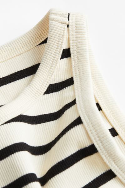 Crop Tank Top - Sleeveless - Crop - Cream/black striped - Ladies | H&M US | H&M (US + CA)