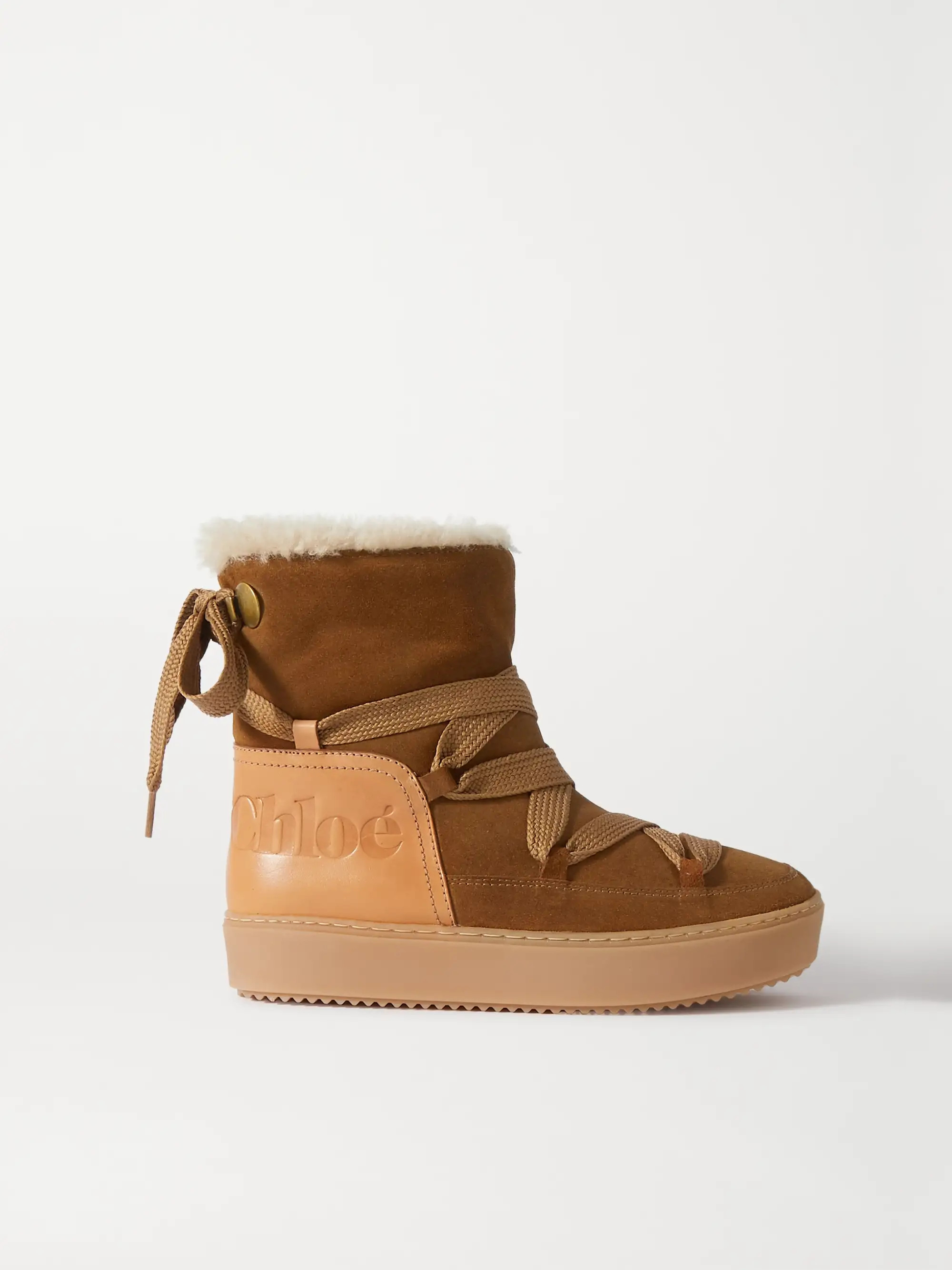 Leather-trimmed suede and shearling ankle boots | NET-A-PORTER (UK & EU)