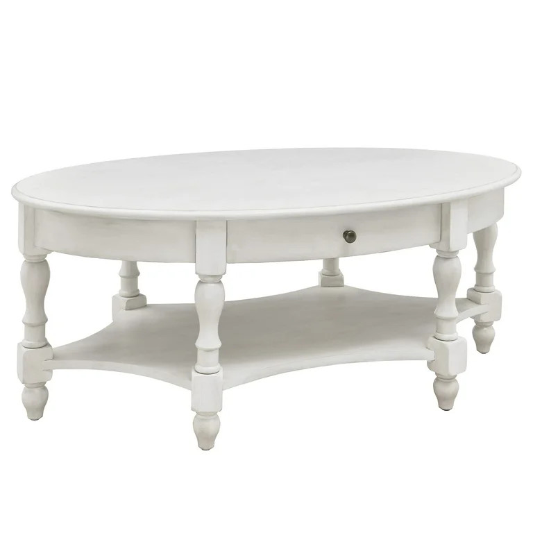JESONVID Solid Wood Oval Coffee Table with Drawer and Storage Shelf, 44.9" Traditional Retro Cent... | Walmart (US)